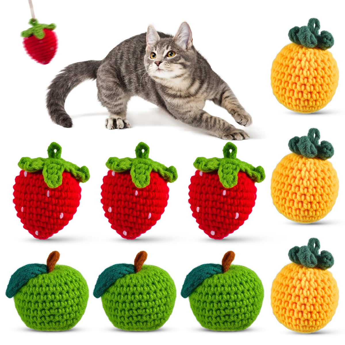 Cipsken bolas-juguete para gato de lana con silvervine, estimula juego y exploración.