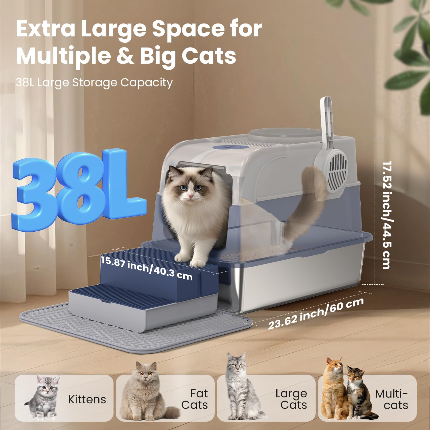 Cityflee caja-arena-gato-entrada-superior: flujo cómodo y acceso seguro para gatos activos.