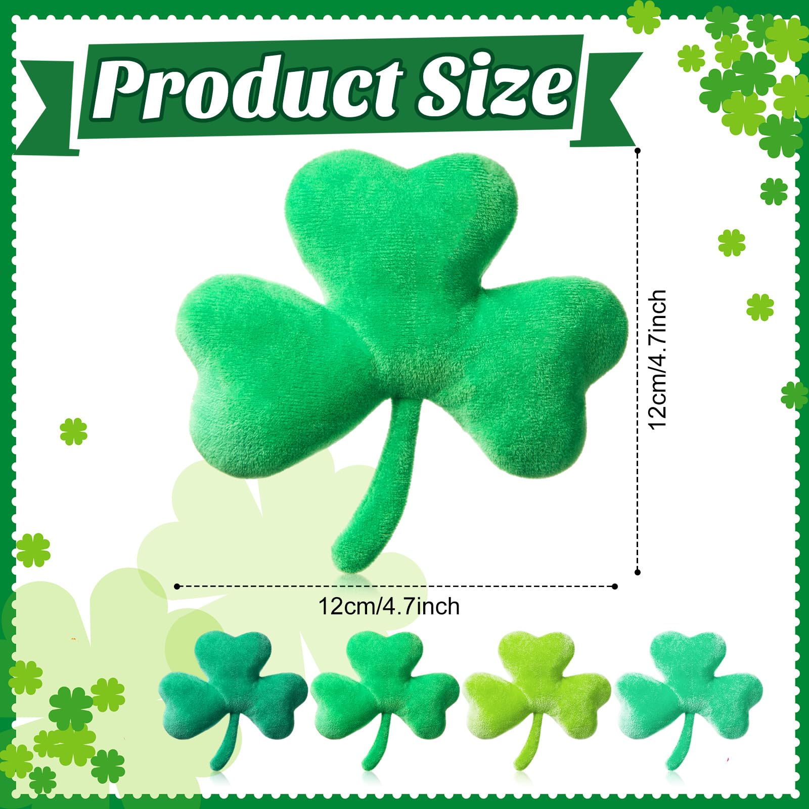 Juguete de peluche verde en forma de trébol para mordisqueo suave y diversión