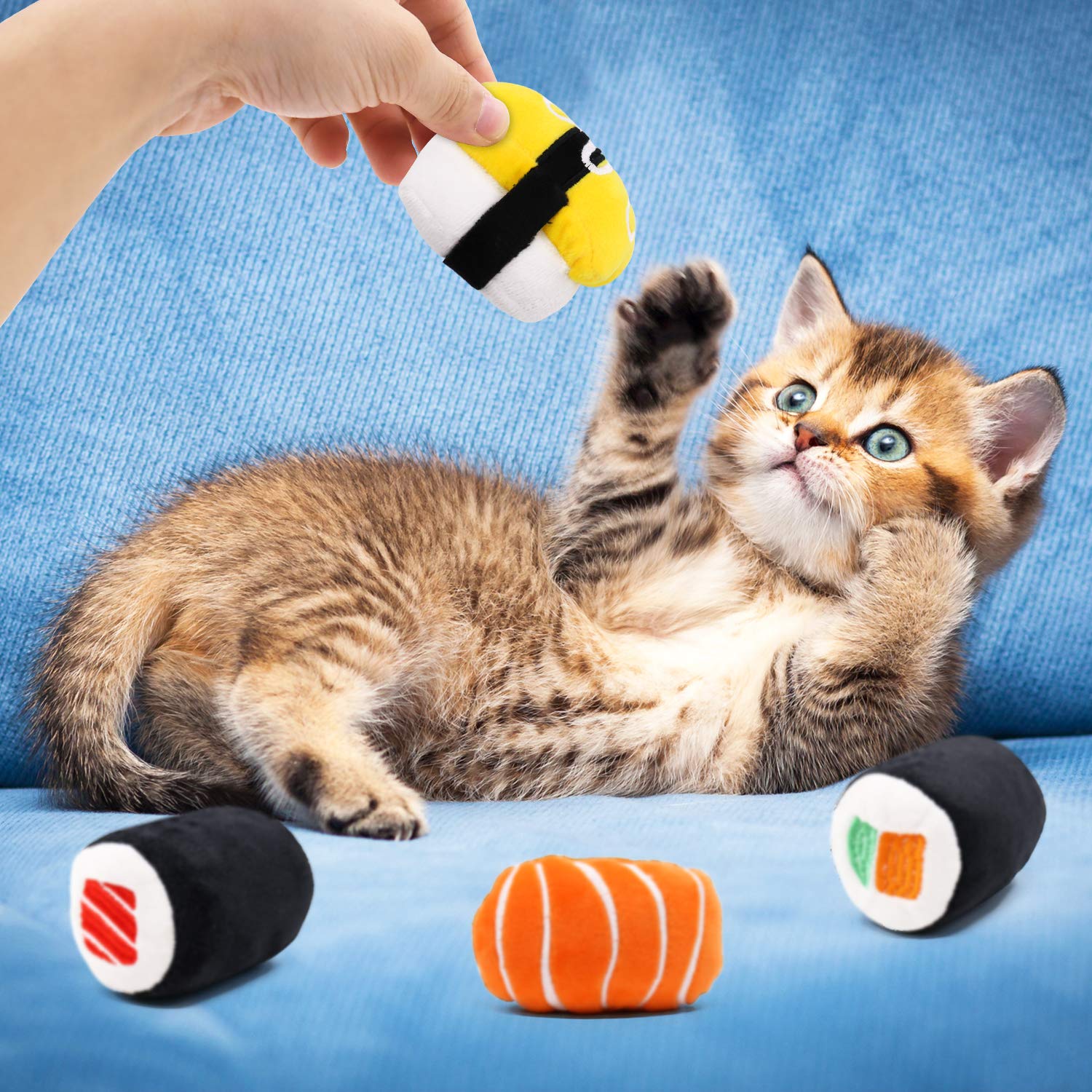 Juguete sushi CiyvoLyeen de pepino, juego ligero para gatos jóvenes.