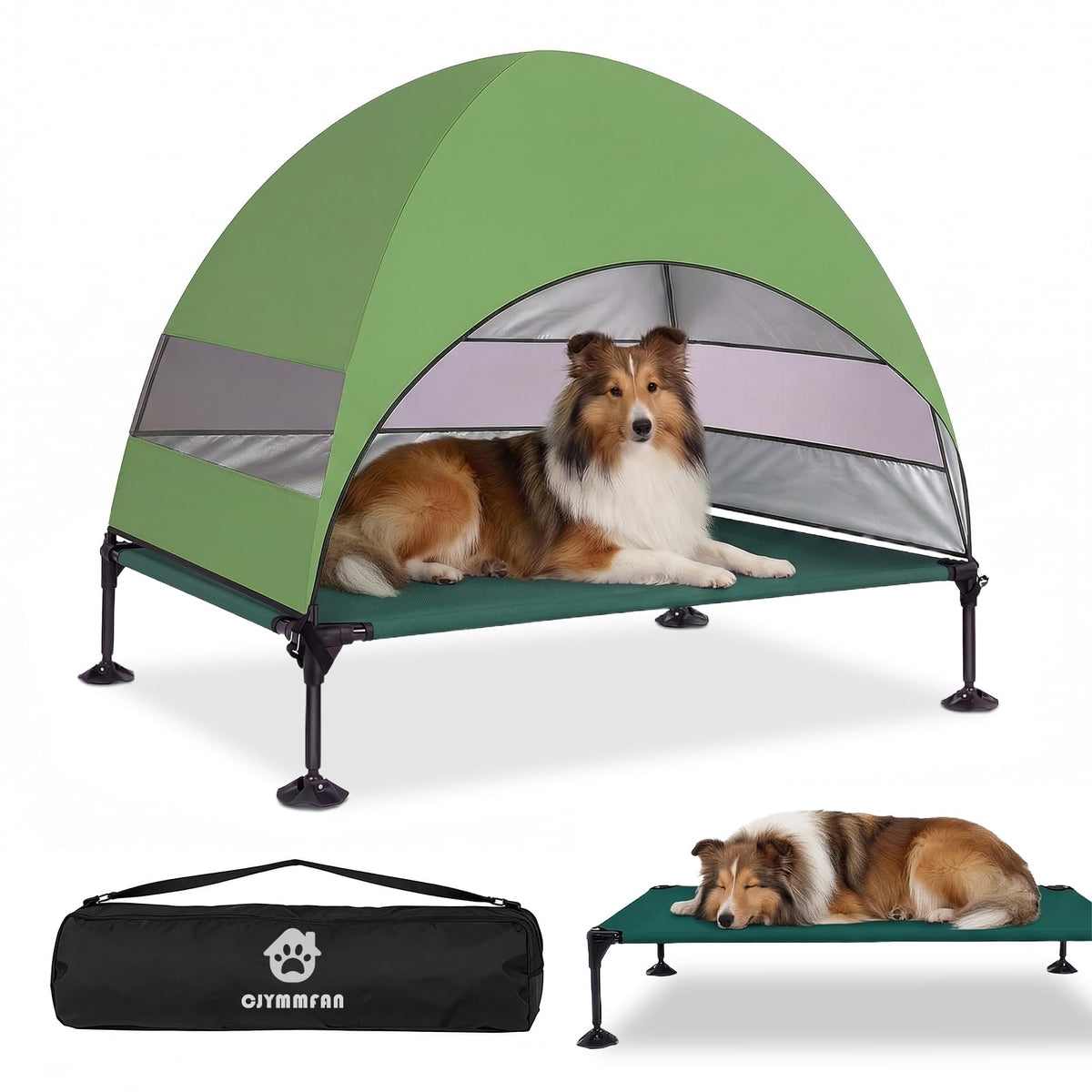 CJYMMFAN cama para perro elevada con sombrilla UV para sombra exterior y confort