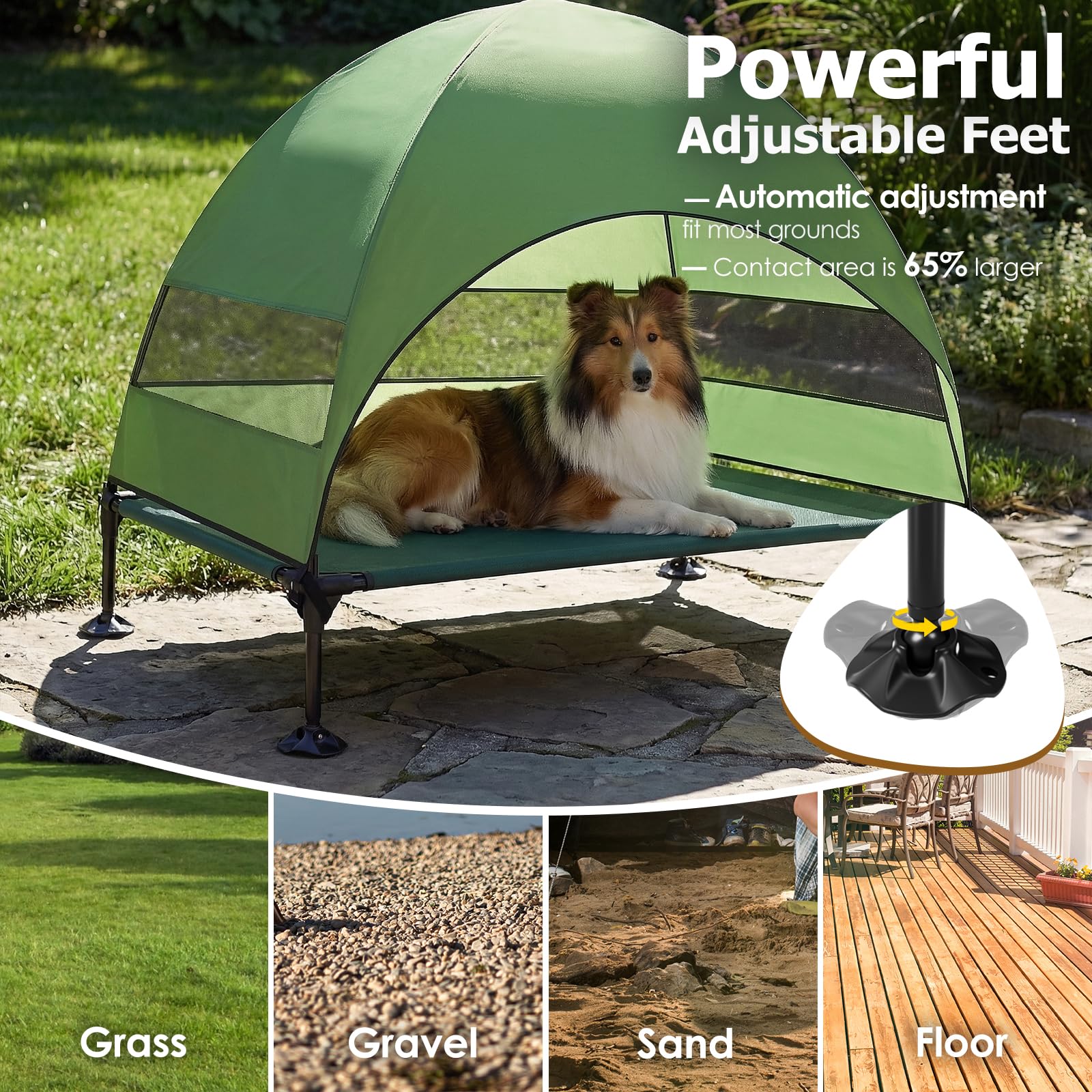 CJYMMFAN cama para perro con pies ajustables, estable en arena o hierba