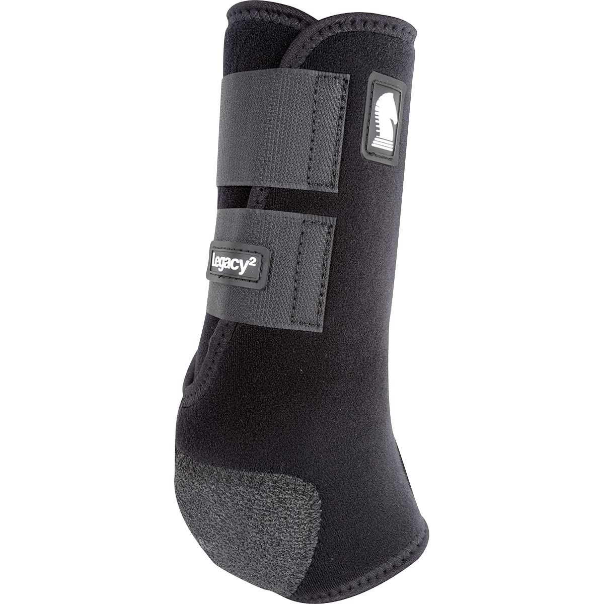 Classic Equine Legacy2 bota de soporte trasera, vista lateral, protege la articulación fetlock durante entrenamientos