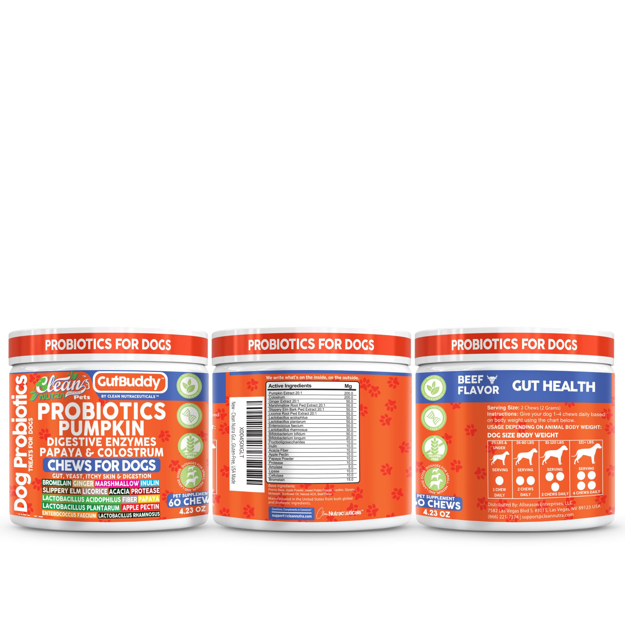 Clean Nutraceuticals probióticos para perros, calabaza en polvo con papaya