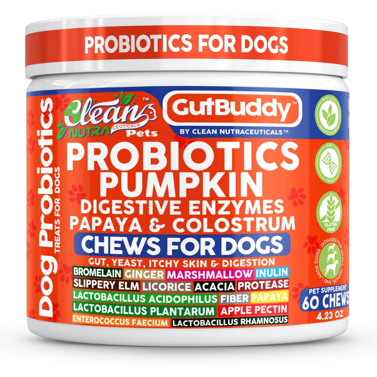Clean Nutraceuticals probióticos para perros, fibra inulina mejora movimientos intestinales