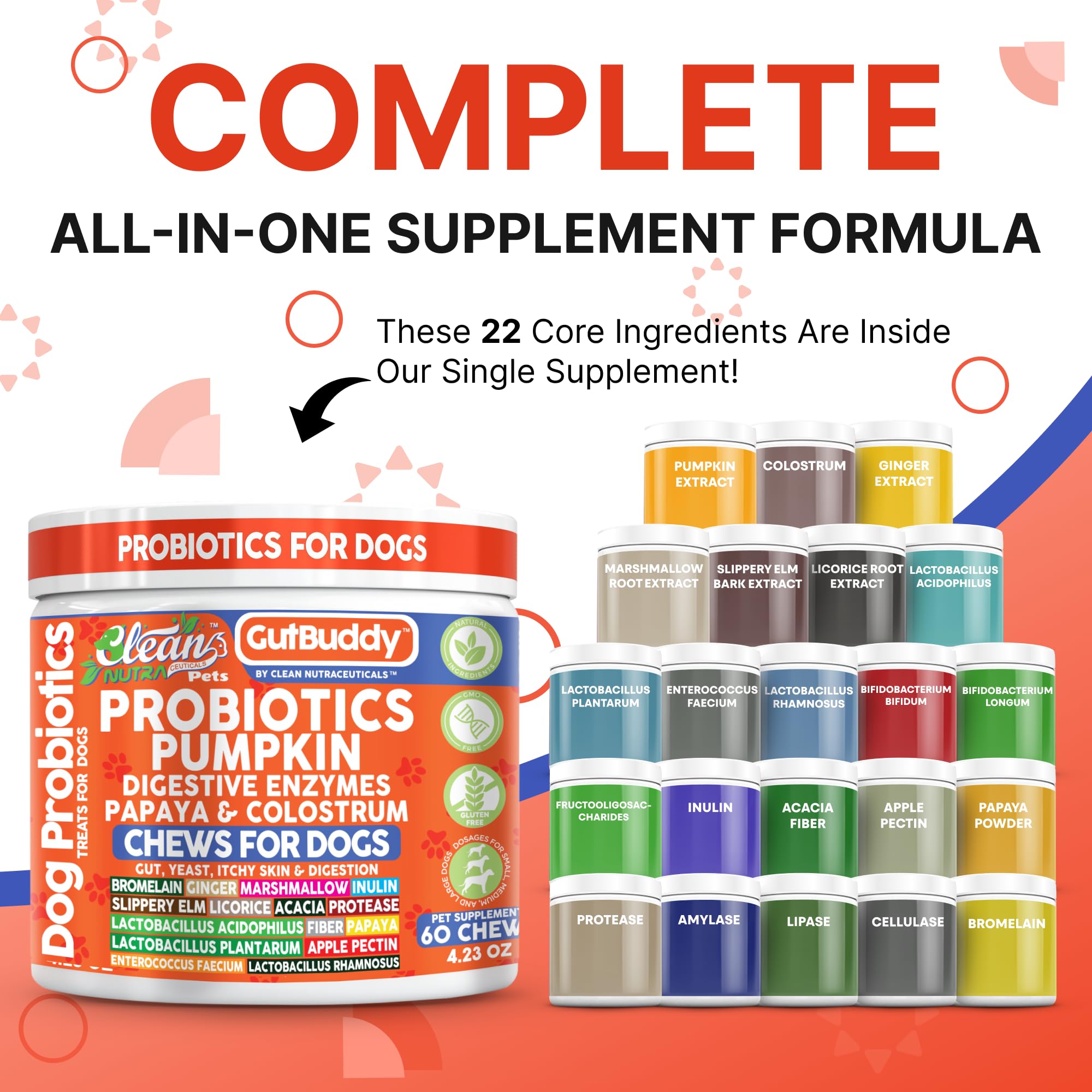 Clean Nutraceuticals probióticos para perros, lactobacillus acidophilus, mejora la flora intestinal