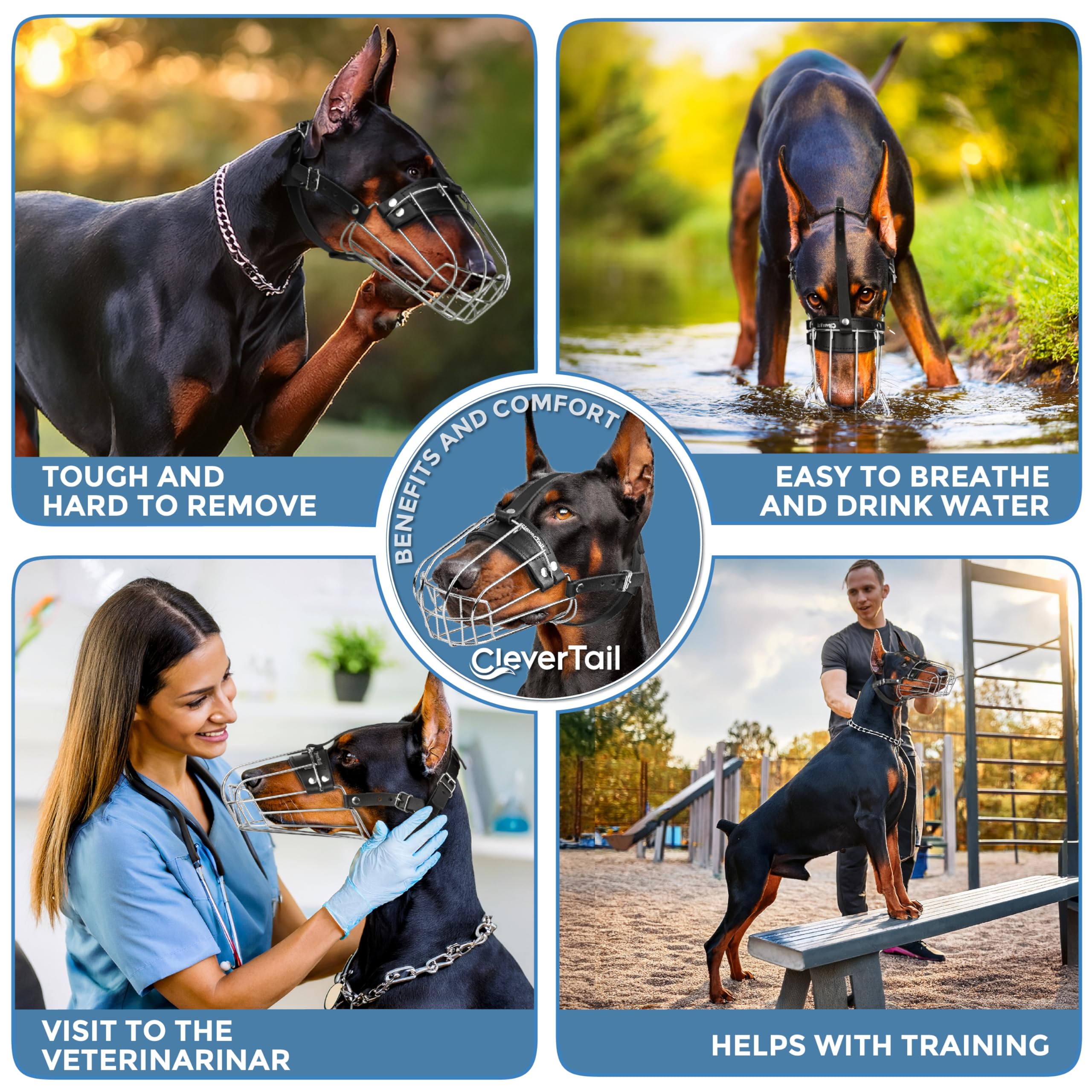 Uso veterinario y grooming con bozal CleverTail, seguridad durante visitas