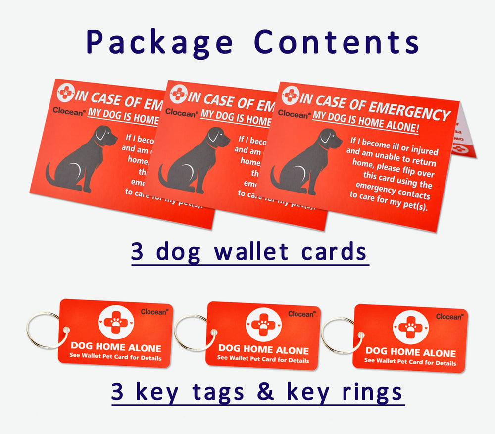 Clocean tarjeta emergencia perro doblada, protege información sensible en la cartera.