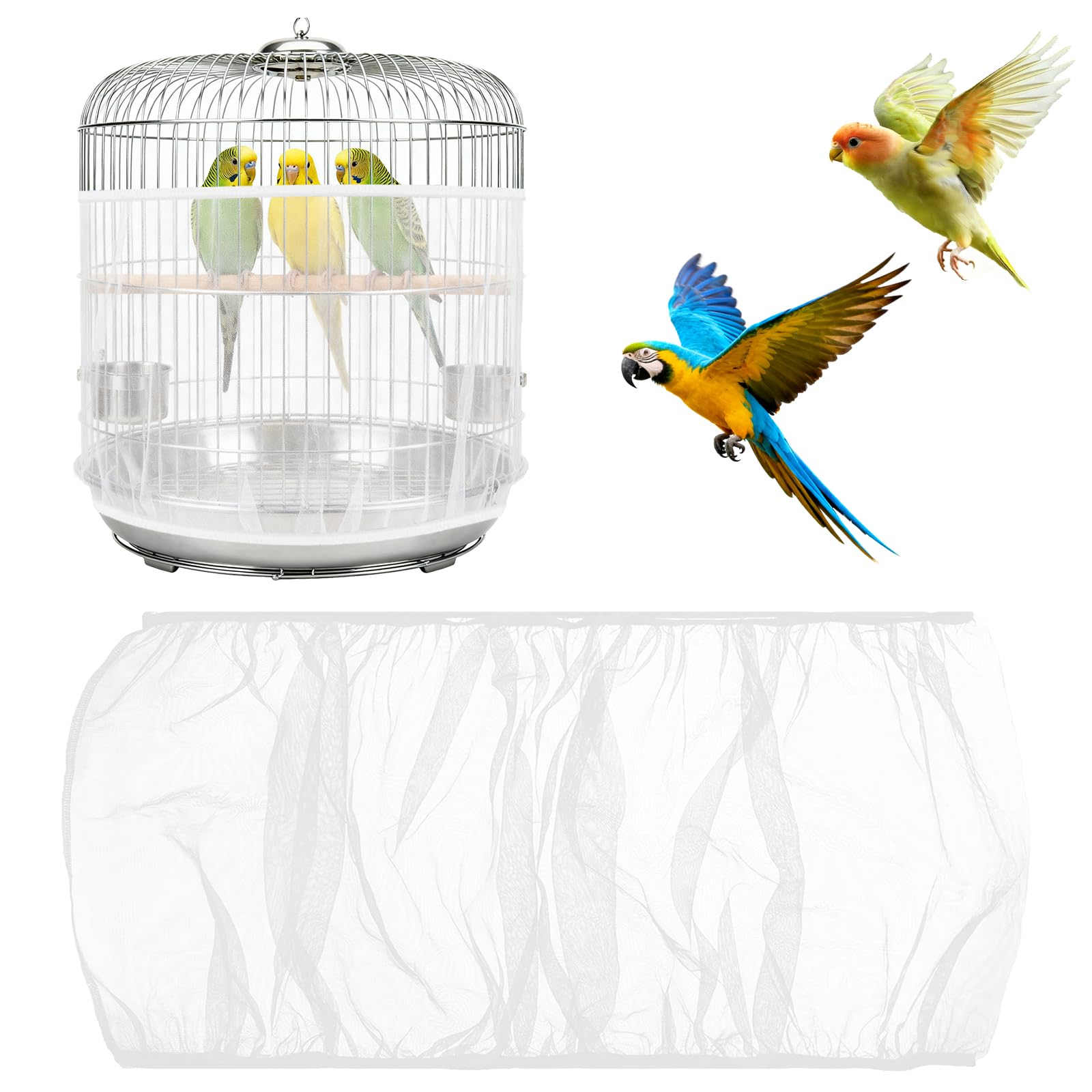 Clofiak cubre-jaula para aves con ajuste elástico para jaulas de 40–68 pulgadas
