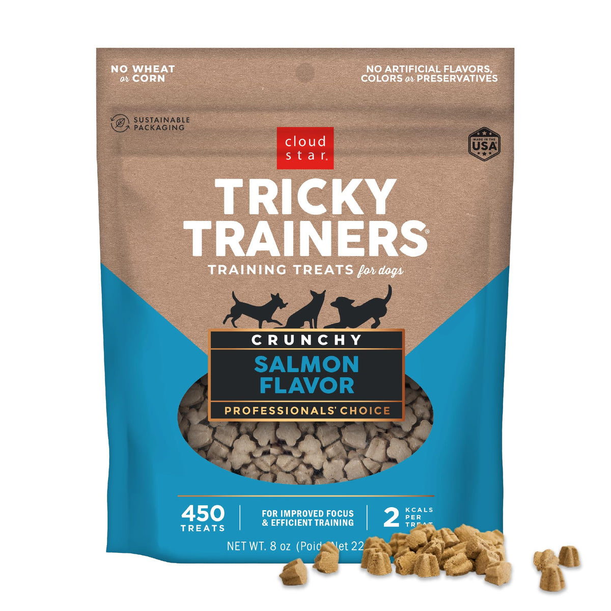 Cloud Star Tricky Trainers, sabor salmón, empaque de 8 onzas para entrenamiento diario.