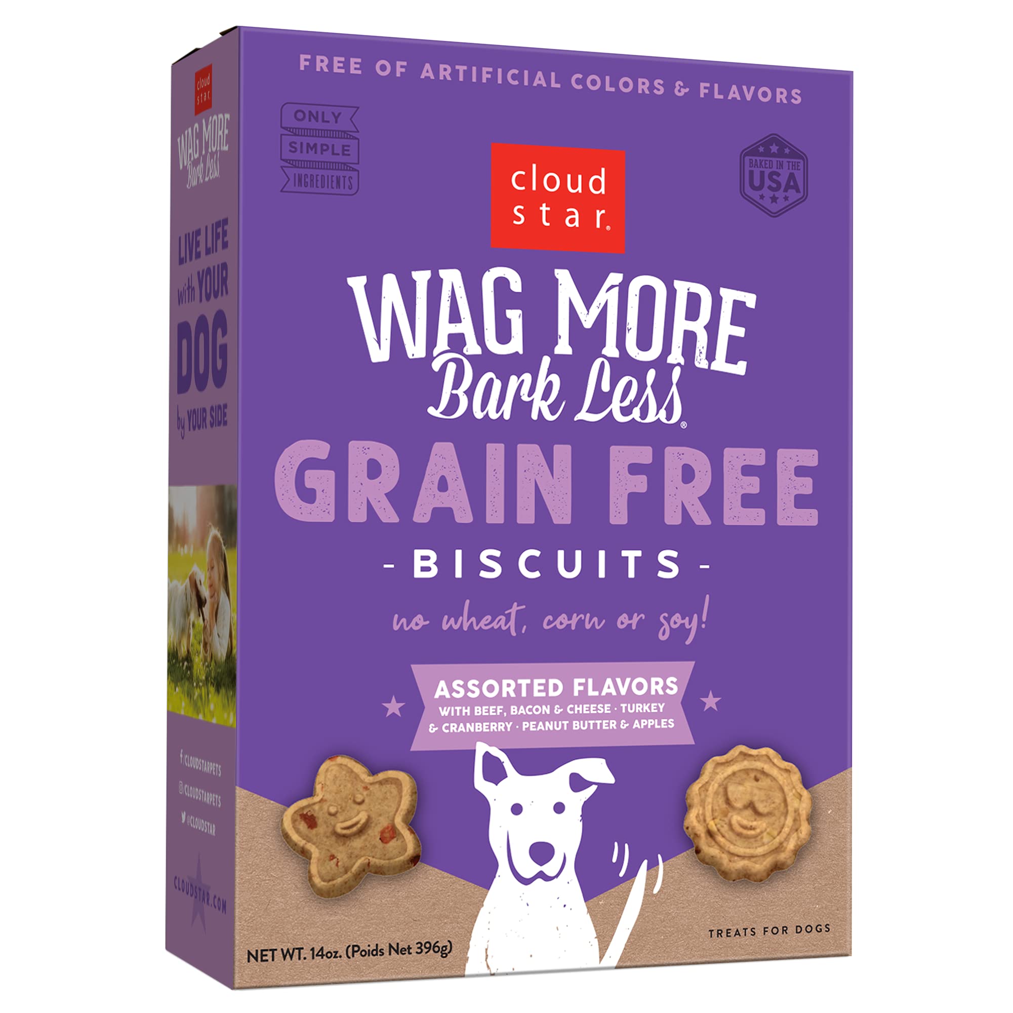Cloud Star Wag More Bark Less: biscitos crujientes sin granos para perros activos