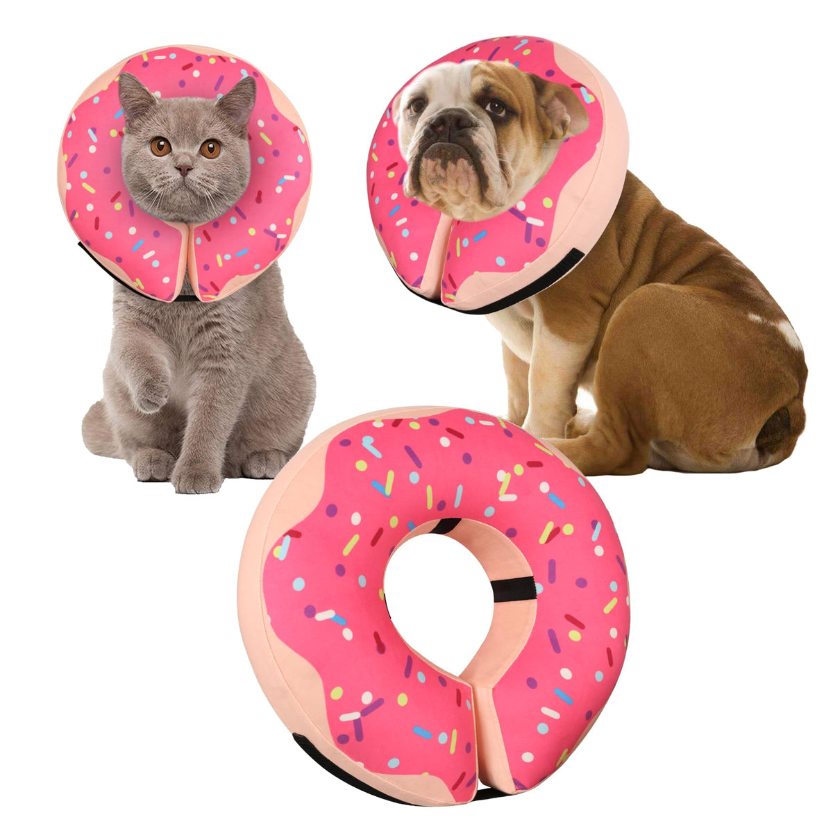 Cneo collar inflable dona rosa pequeña: protección suave para recuperación.