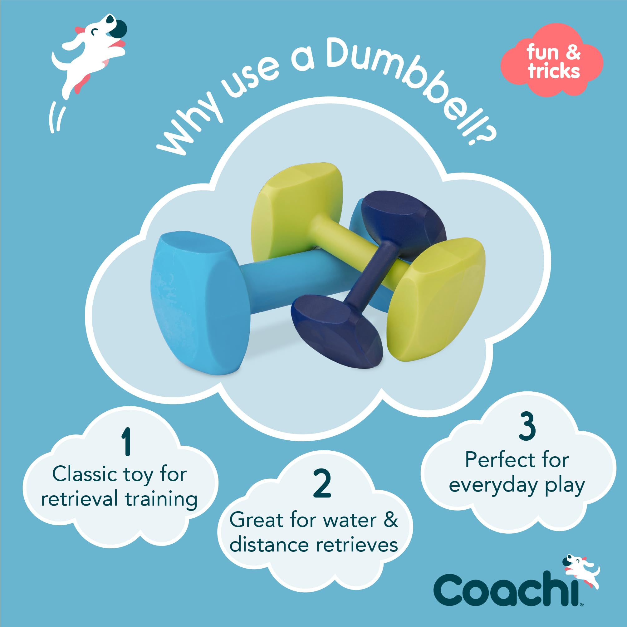 Coachi mancuerna de entrenamiento para perros grandes, facilita la localización y recuperación.