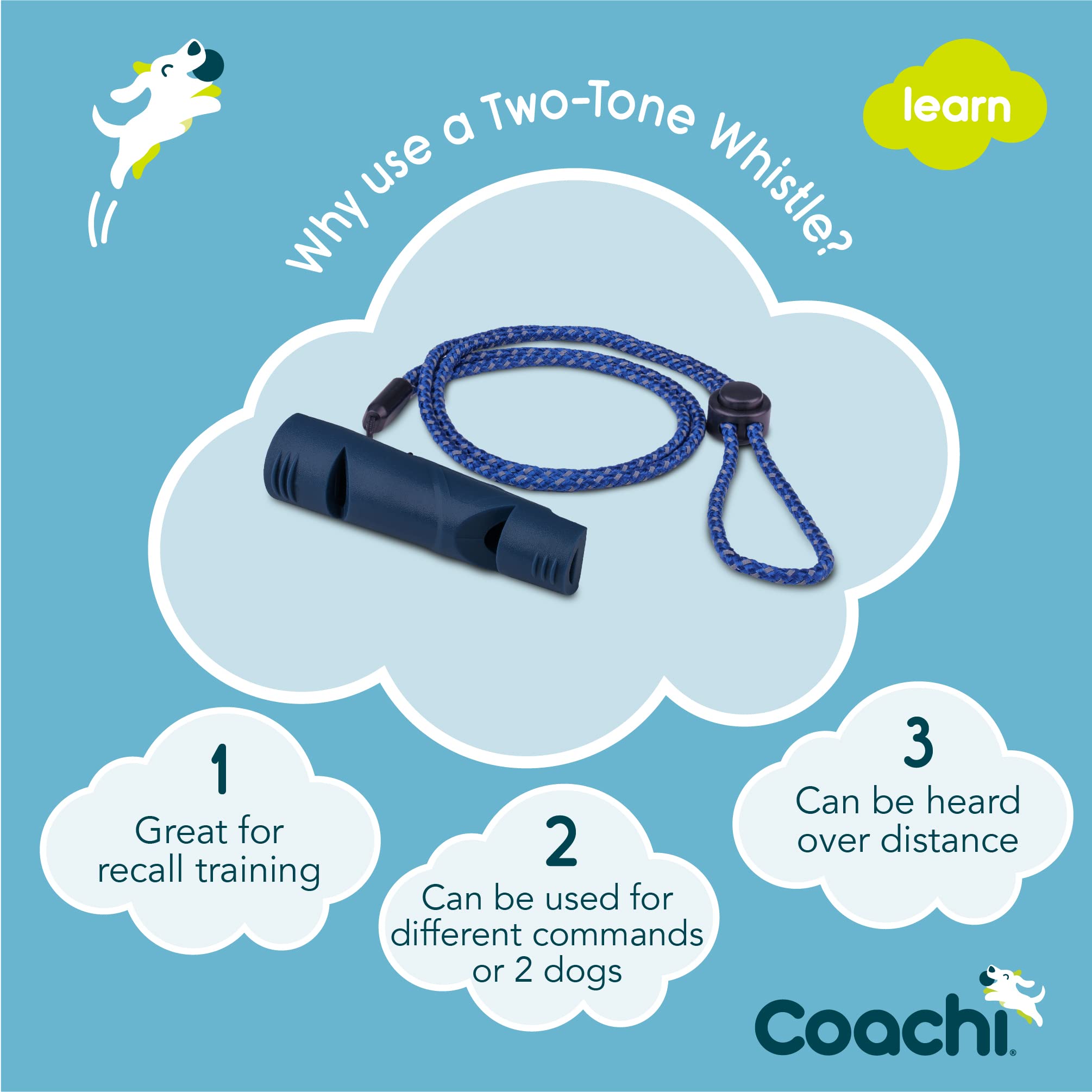 Coachi silbato de dos tonos en bolsillo para entrenamiento al aire libre.