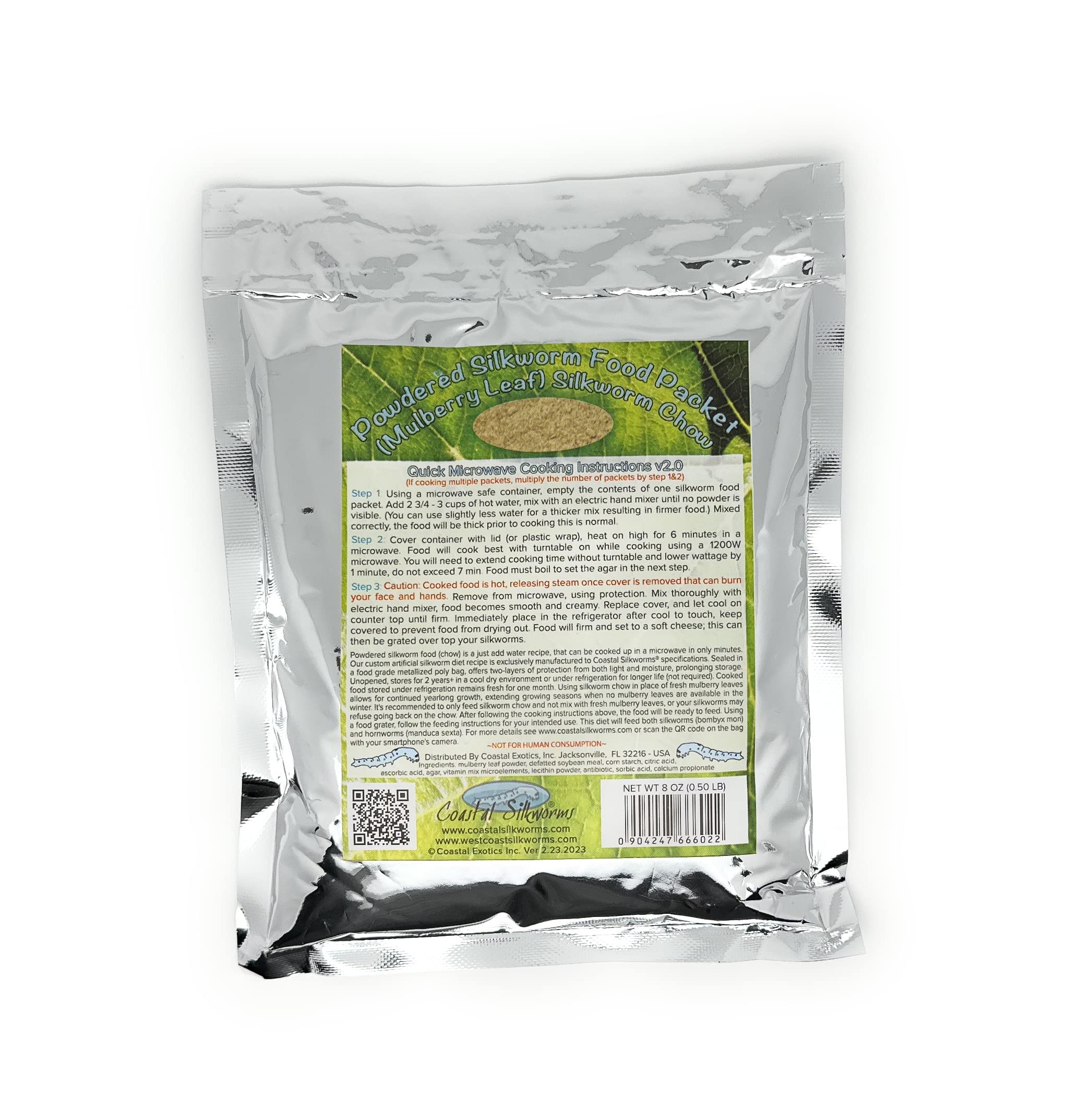 Coastal Silkworms polvo de alimentación en envase para gusanos de seda