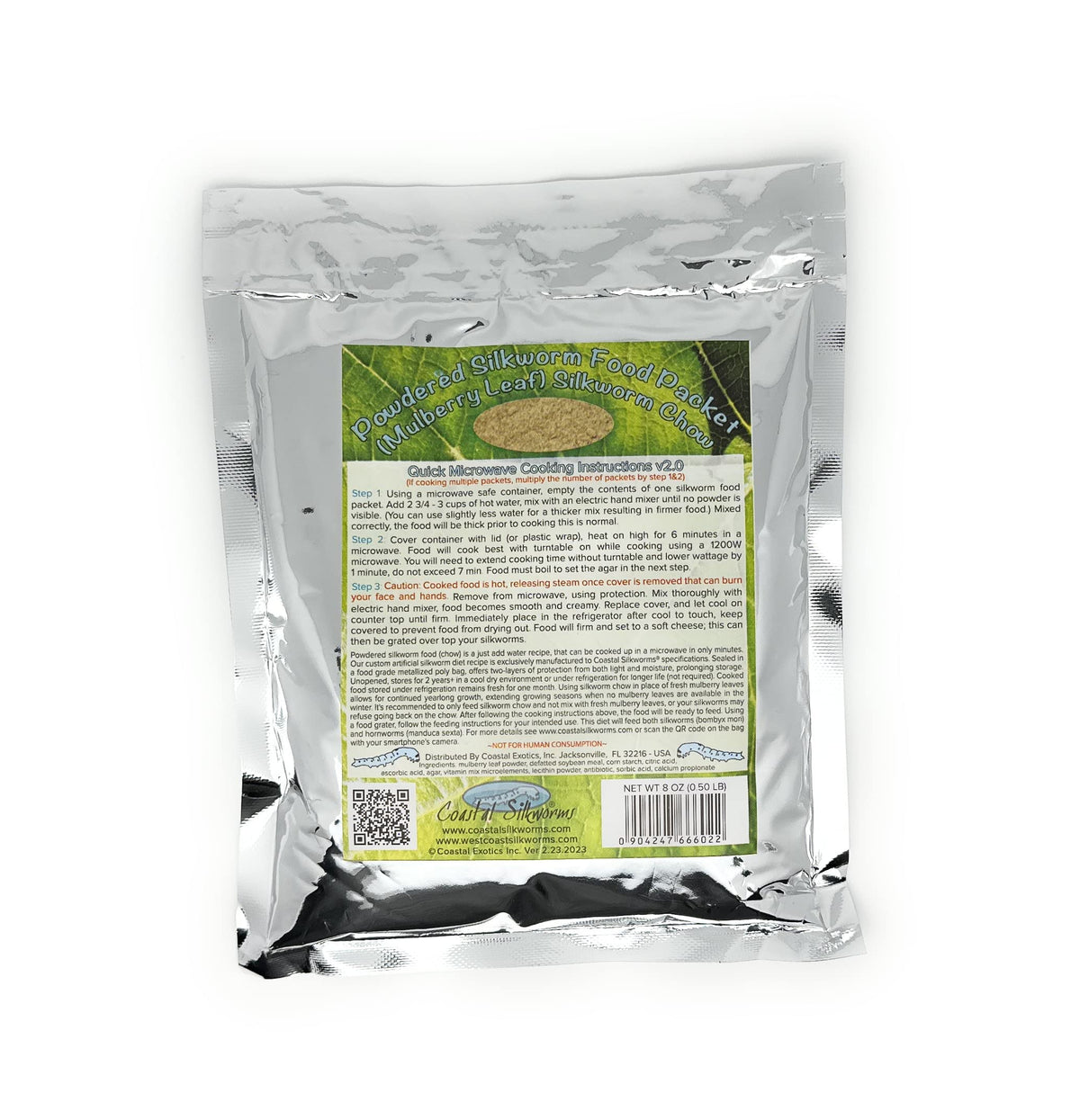 Coastal Silkworms polvo de alimentación en envase para gusanos de seda