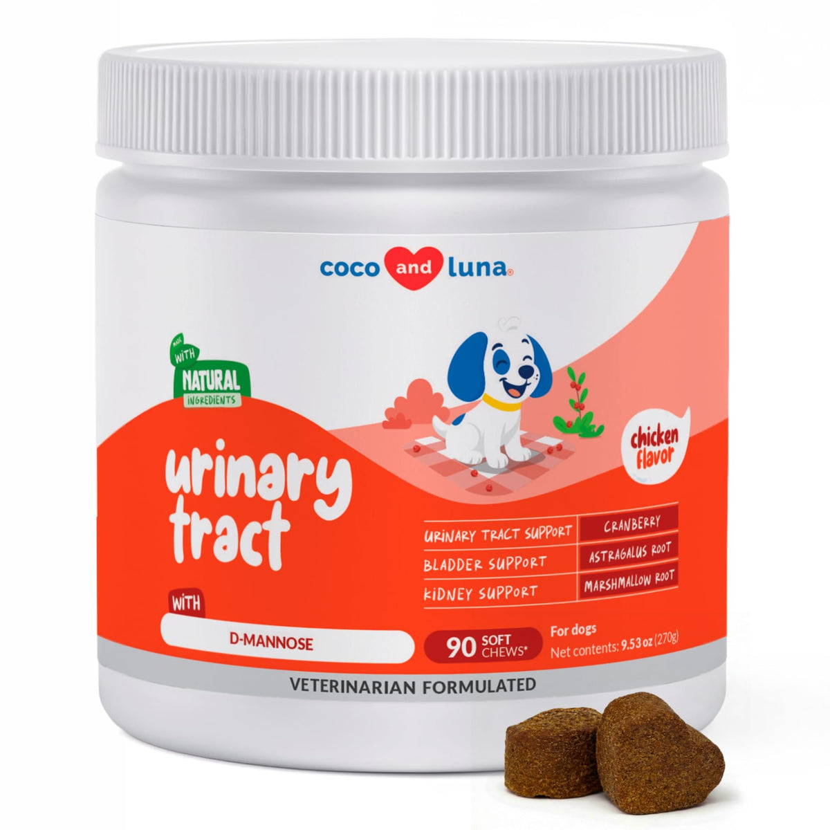 Coco y Luna Cranberry para perros: empaque claro para compra rápida