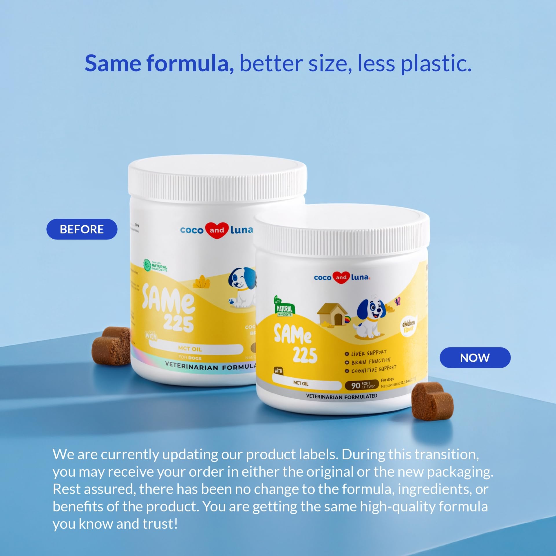 Coco y Luna: masticables 90 unidades para cuidado cognitivo diario.