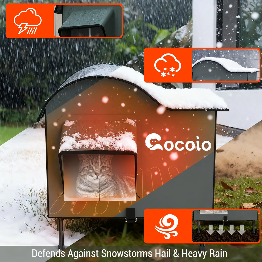Cocoio casa-gatos externa-armadura-aislamiento-alu, interior cálido