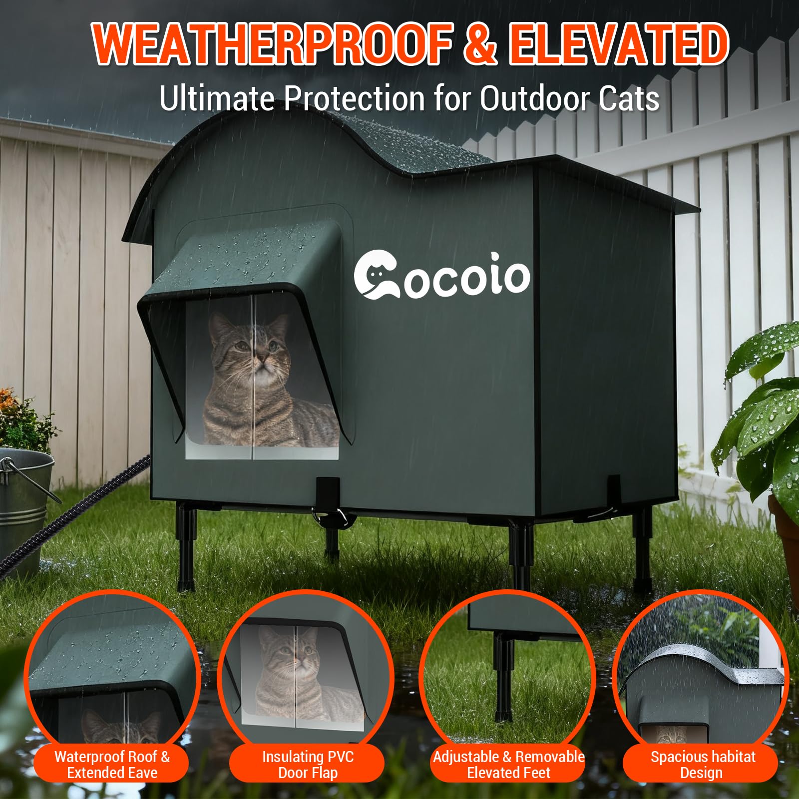 Cocoio casa-gatos externA-puertas escape cierre