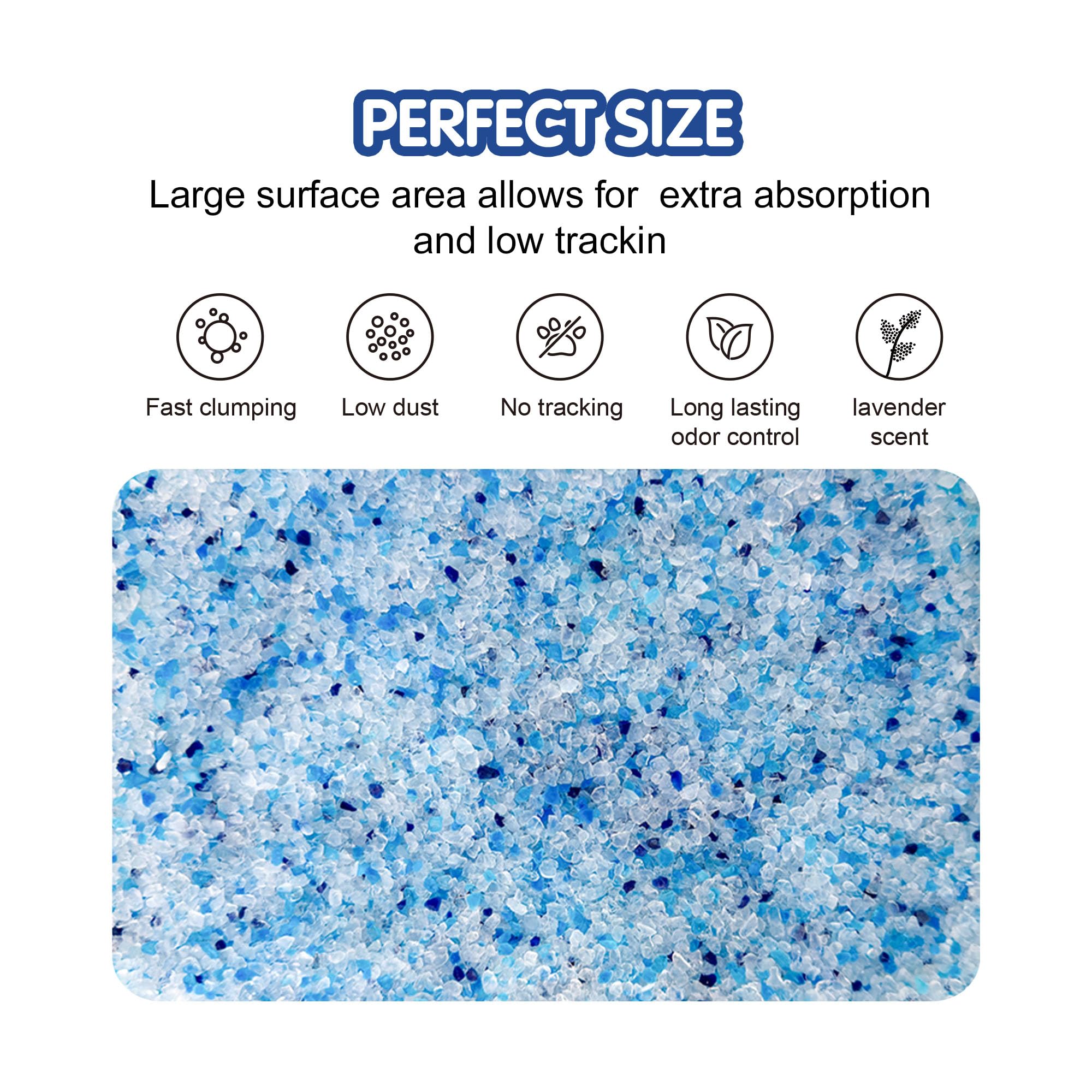 COCOYO cristales de sílice lavanda con textura suave para la comodidad de la mascota.