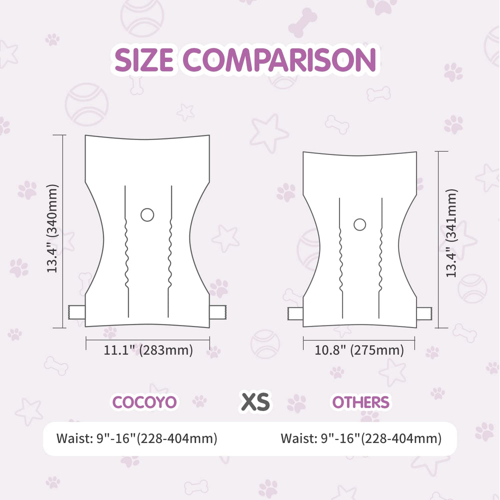COCOYO pañales para perrita XS con ajuste seguro para confort durante paseos.