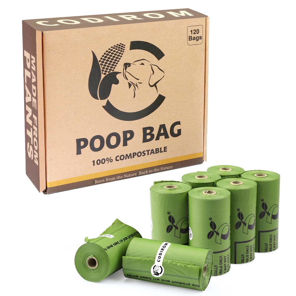 Bolsas Codirom para desechos de perro en color verde bosque, tamaño 9x13, a prueba de fugas.