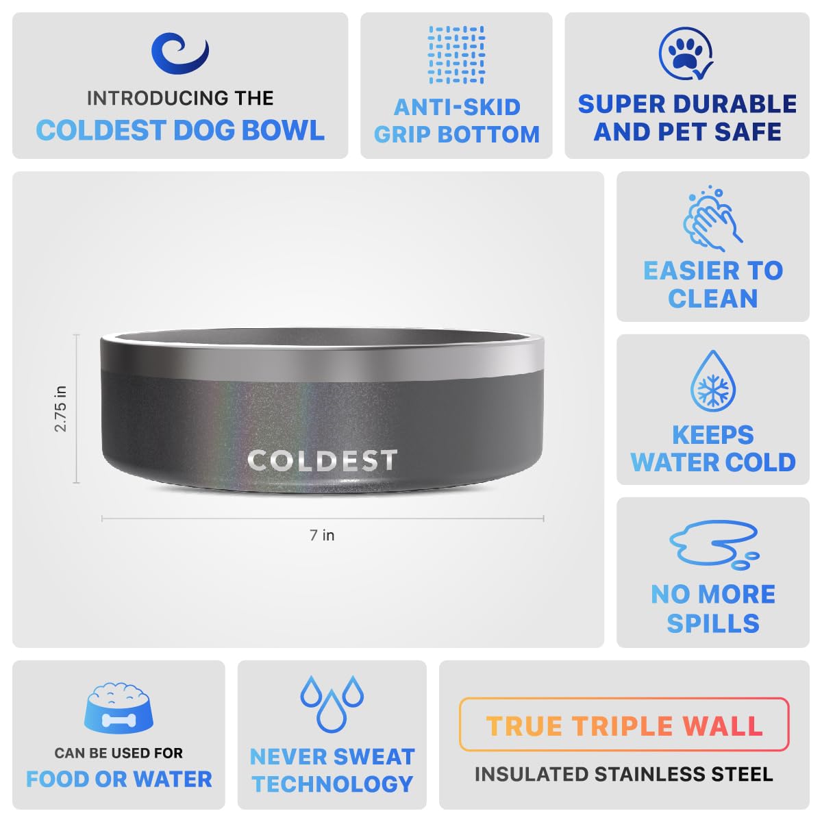 Coldest Water capacidad 42 oz para mascotas grandes.