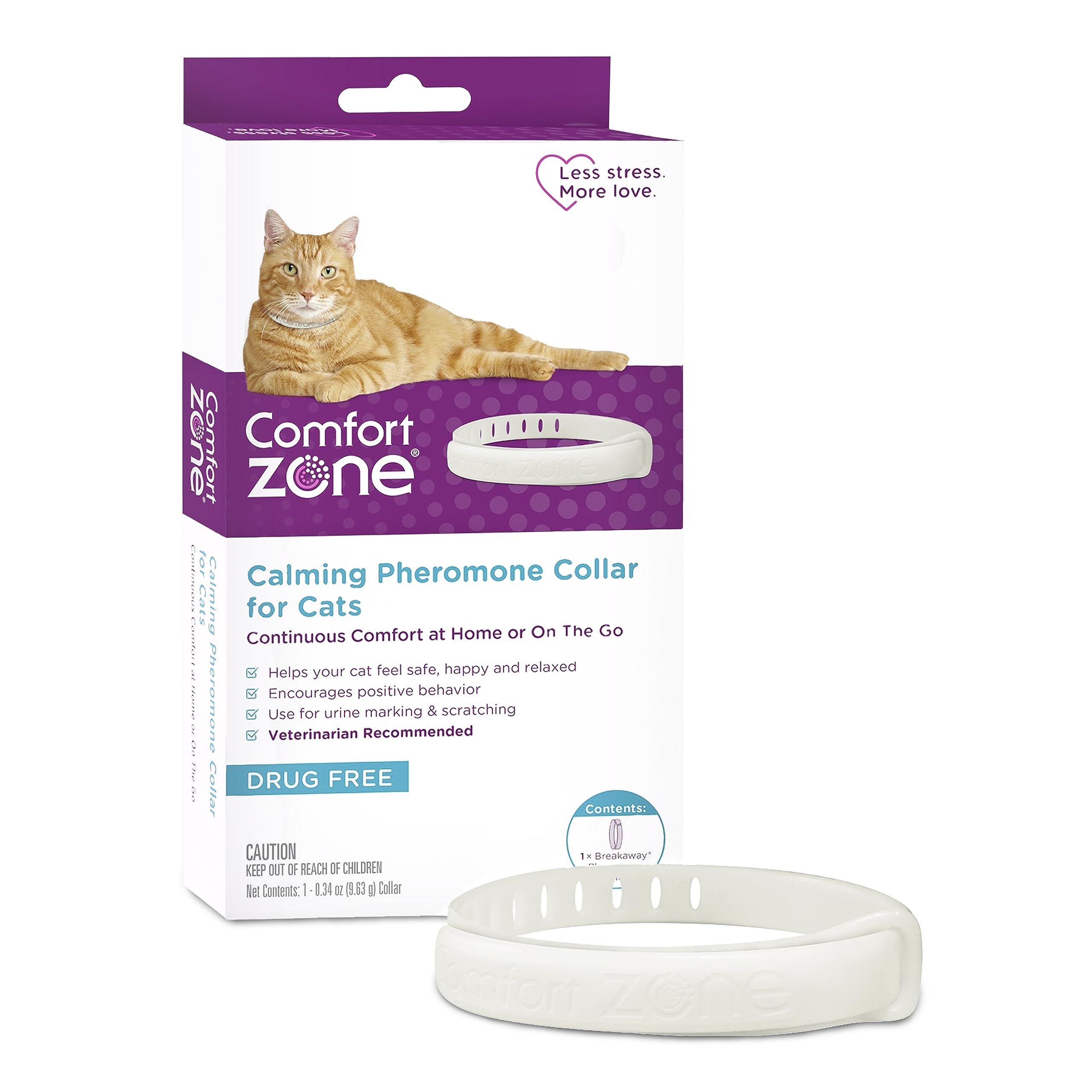 Collar Comfort Zone para gatos, calma en casa gracias a feromonas felinas.