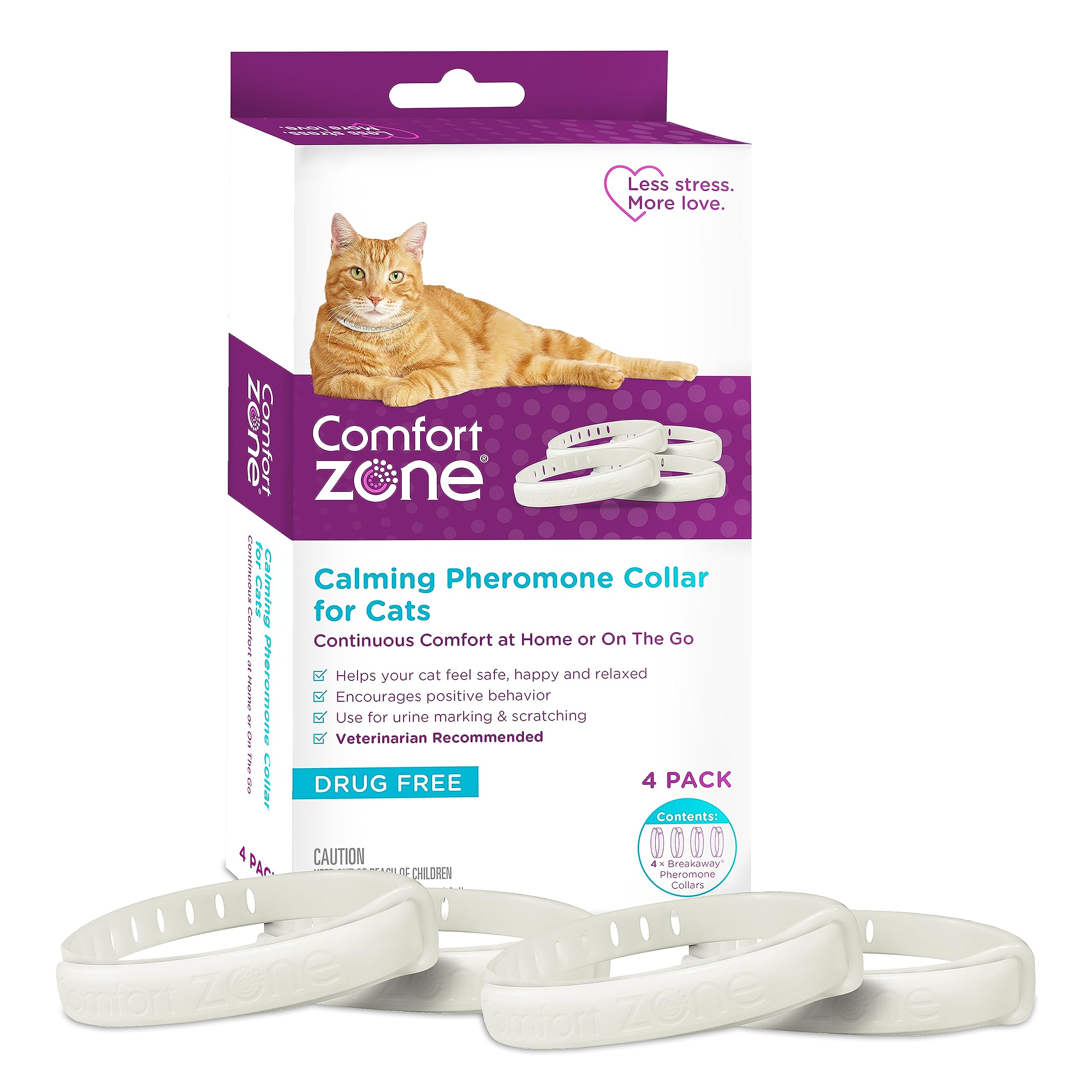 Collar calmante Comfort Zone en paquete de cuatro para gatos