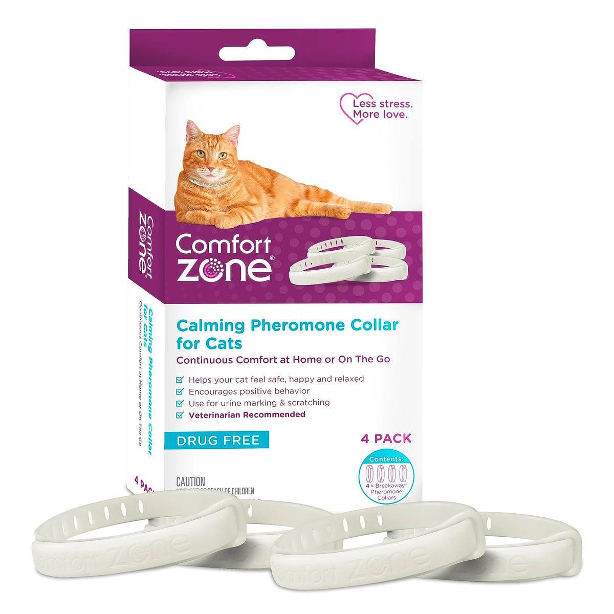 Collar calmante Comfort Zone en paquete de cuatro para gatos