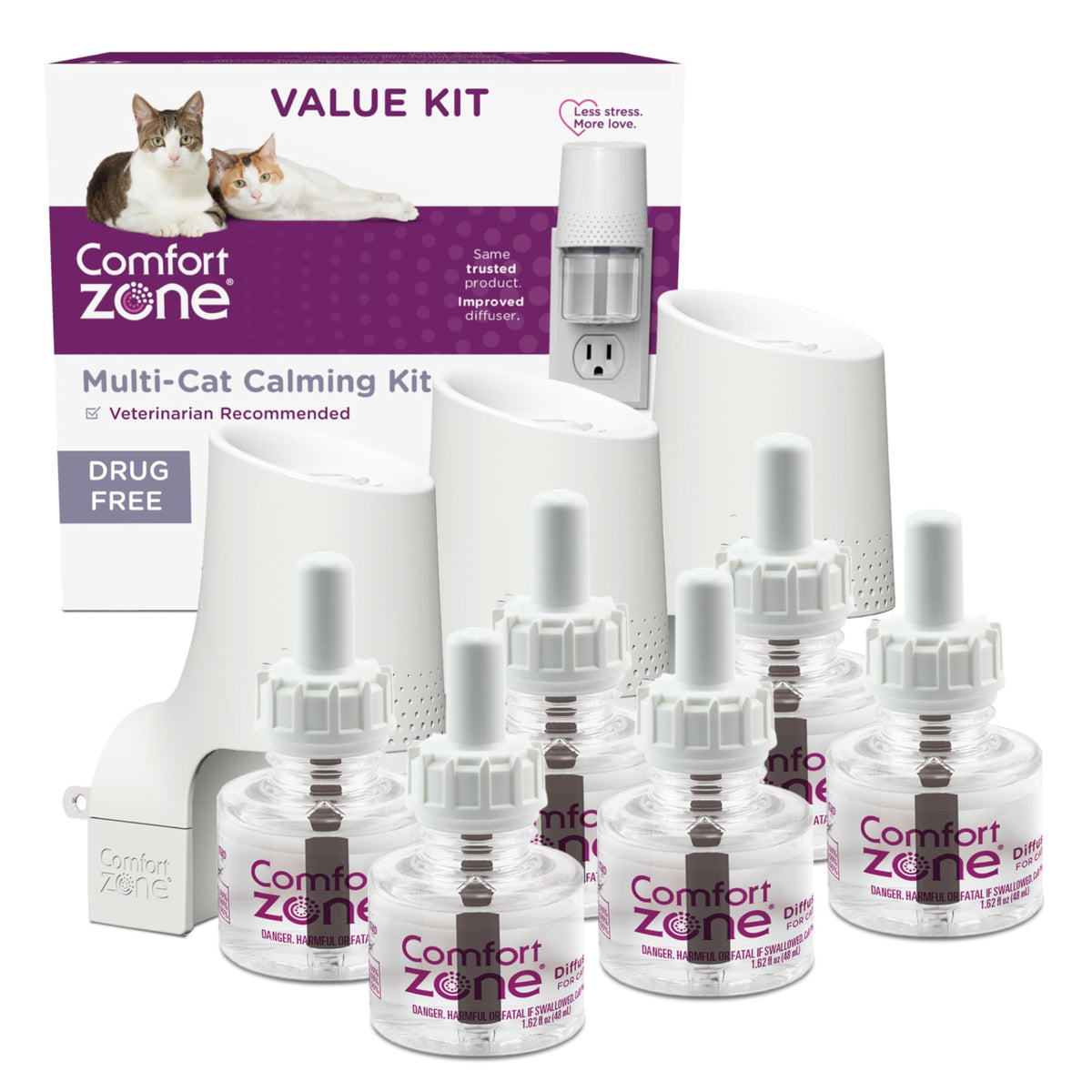 Difusor Multi-Gato Comfort Zone en enchufe para calma diaria de felinos