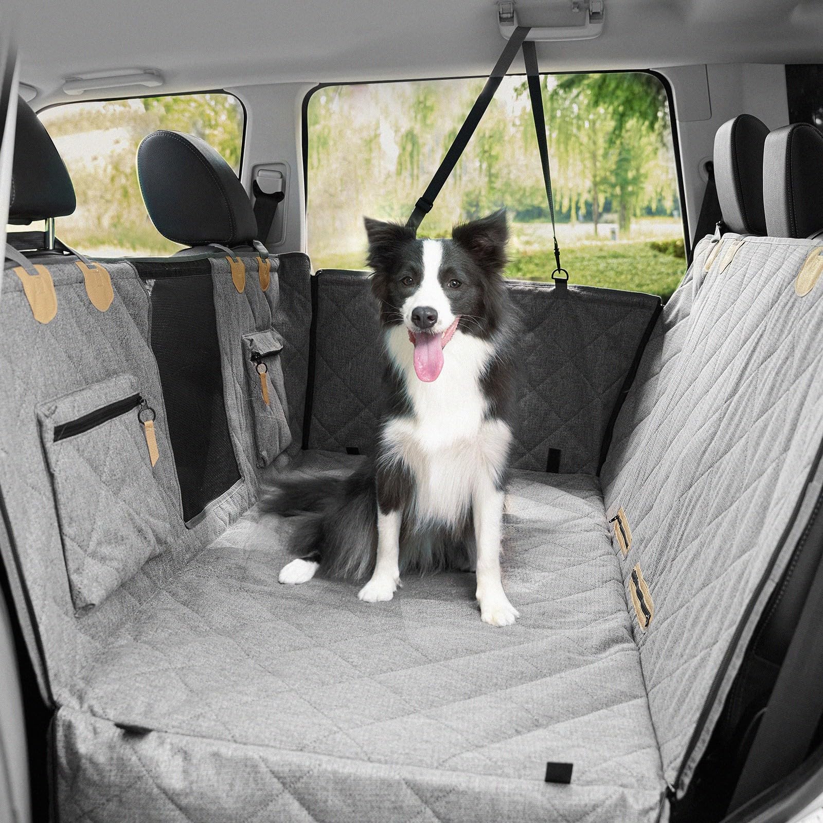 COMPAWNY cubre asiento trasero para perros, hamaca estable para viajes cómodos.