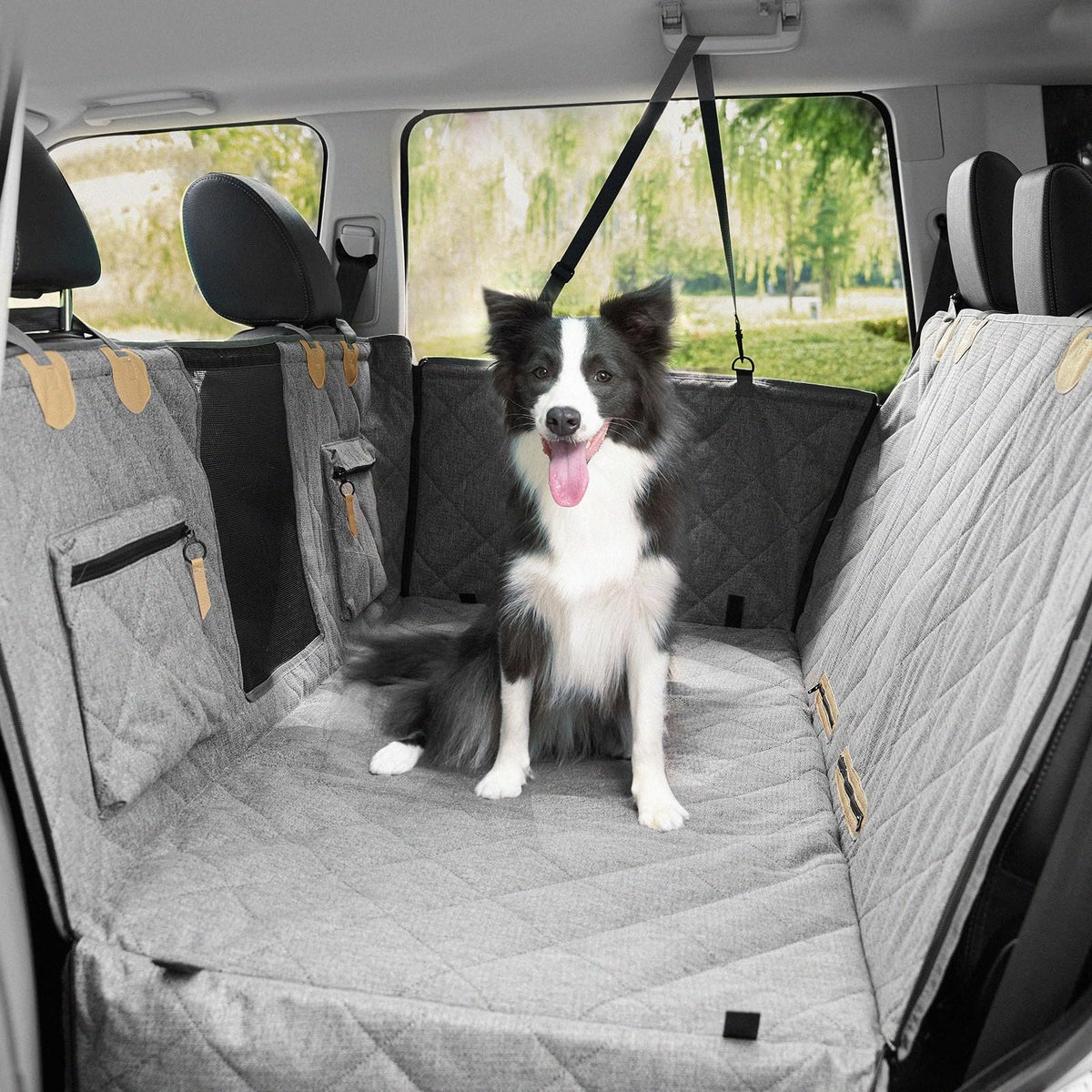 COMPAWNY cubre asiento trasero para perros, hamaca estable para viajes cómodos.