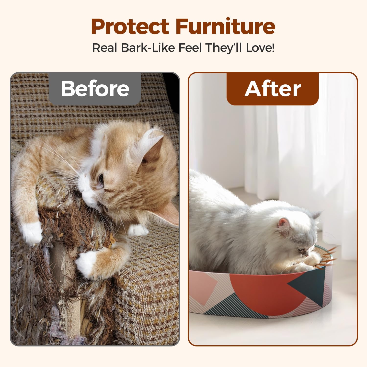 ComSaf protege muebles canalizando el rascar natural de tu gato.