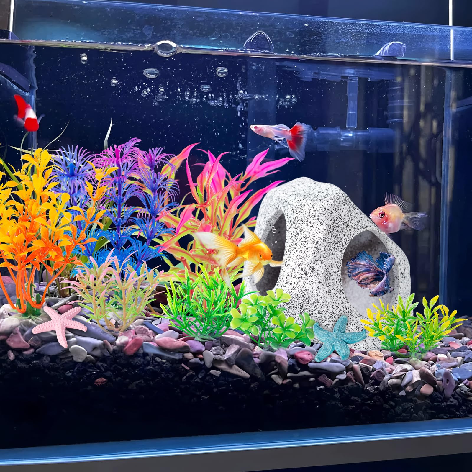 COMSUN kit de decoración para acuario, conjunto completo para acuarios pequeños.