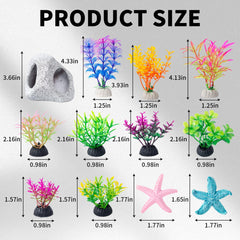 COMSUN planta plástica mediana para acuario, color brillante y fácil de colocar.