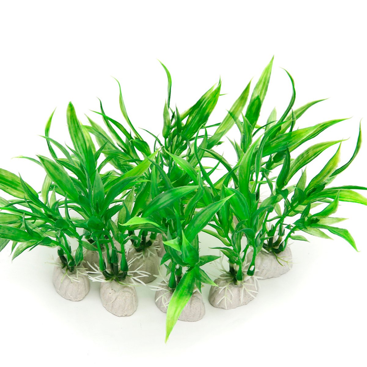 COMSUN plantas artificiales para acuario: pack de 10, verde denso para decoración duradera