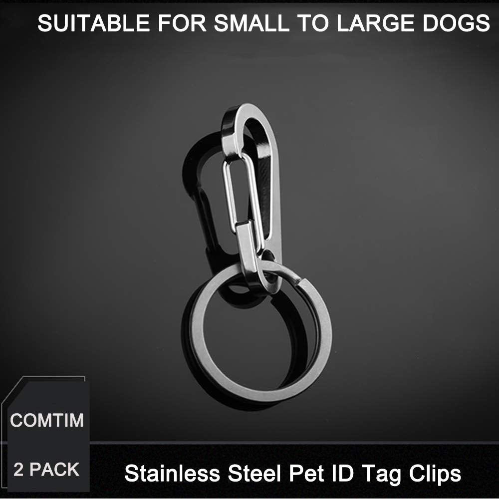 Comtim abrazadera de acero inoxidable duradera para mascotas en collar o arnés.