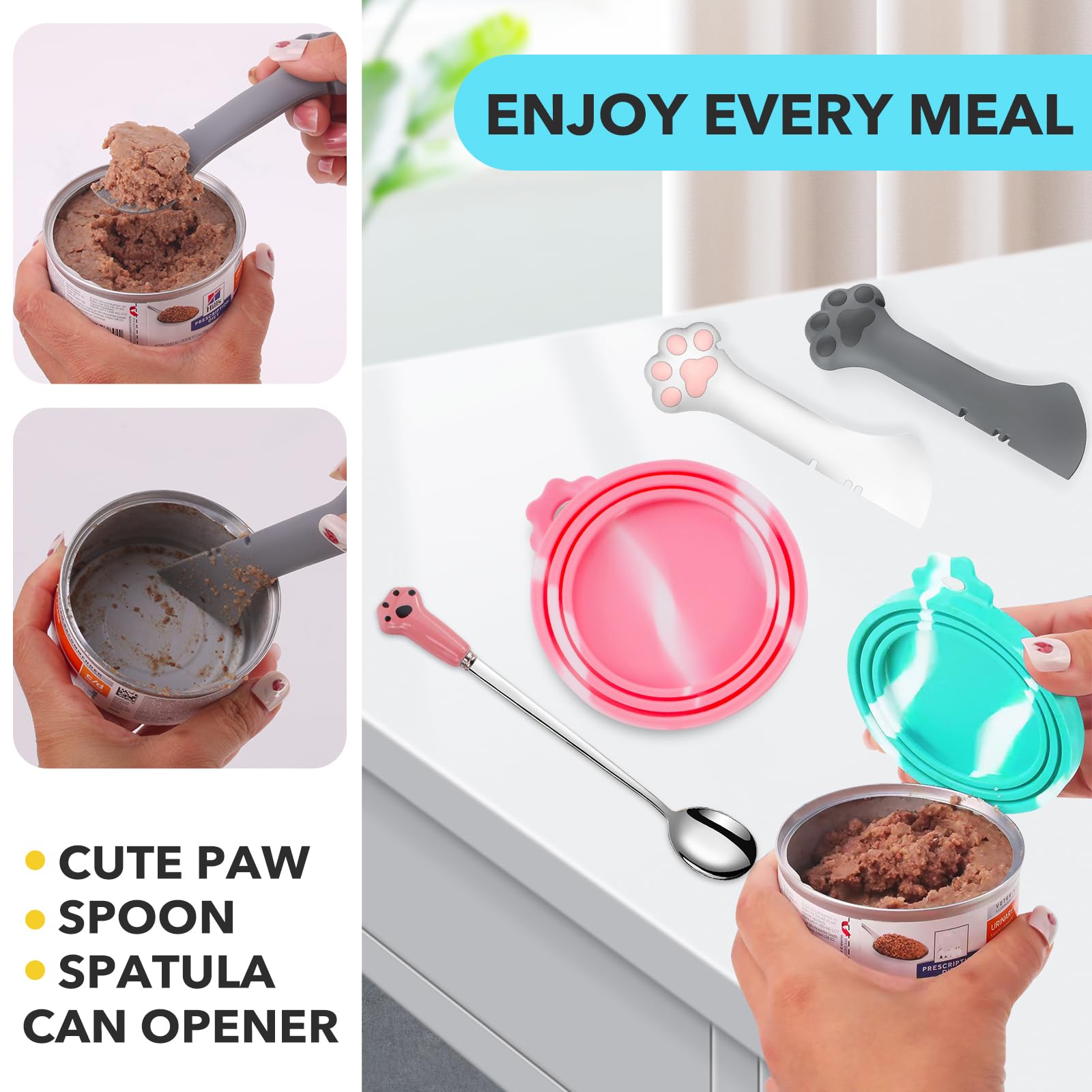 Comtim cucharas con forma de pata para mascotas, fácil de servir
