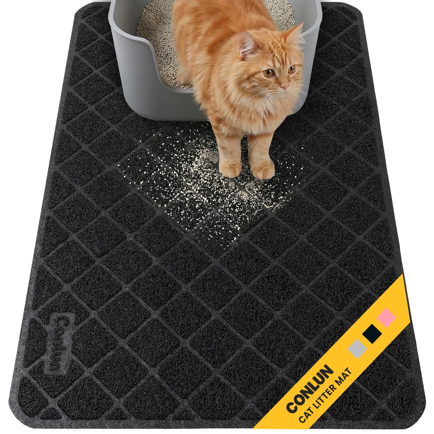 Alfombrilla Conlun para arena de gato con malla PVC, atrapa arena extra.