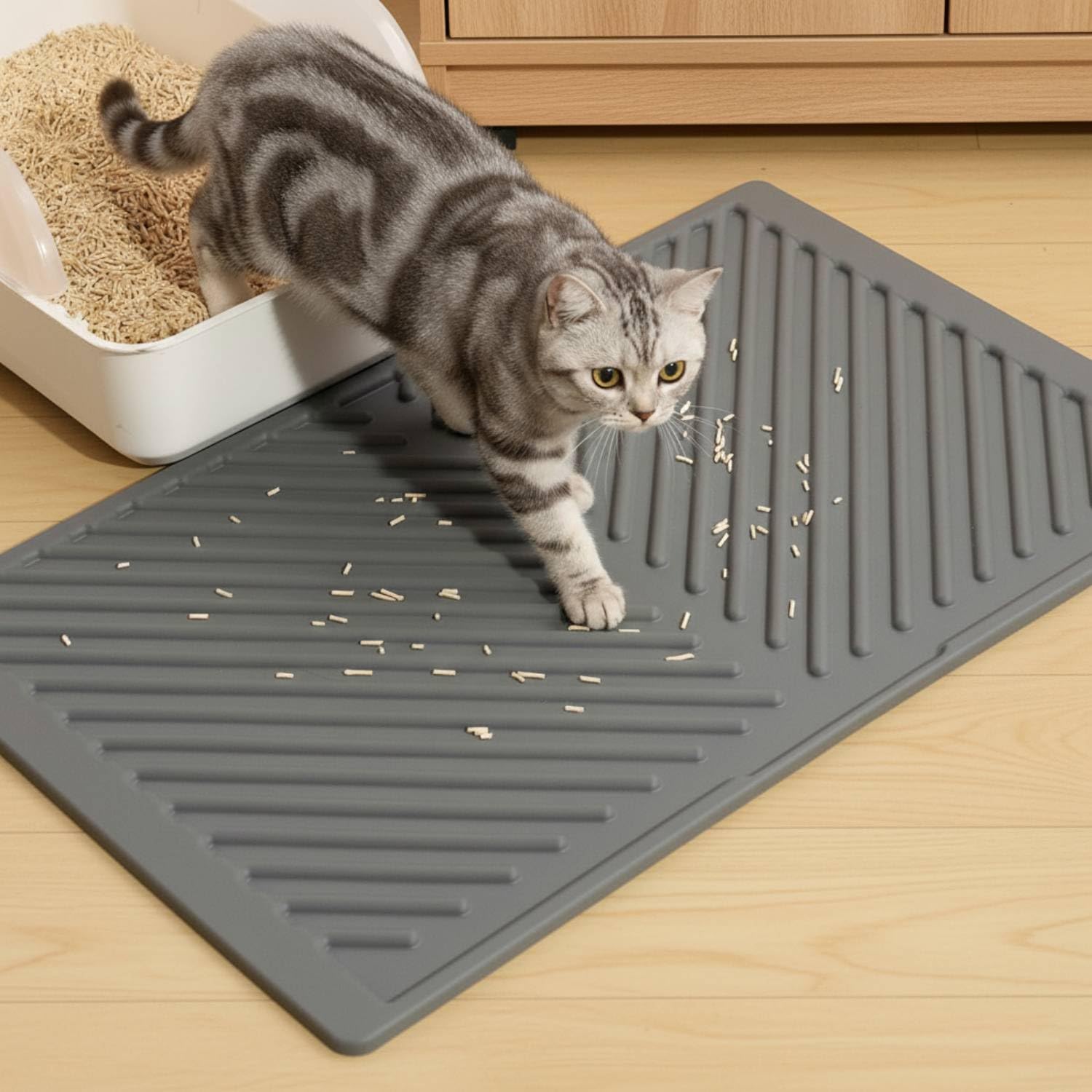 Conlun esterilla para arena de gato, textura suave para las patas y captura la arena