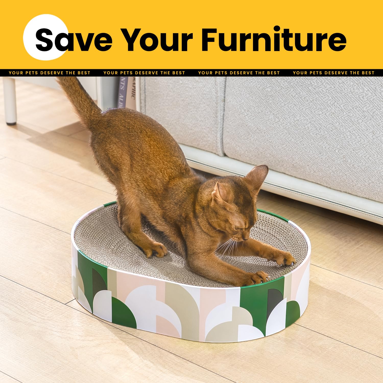 Conlun material-duradero-corrugado-reciclado: opción segura y resistente para gatos activos.