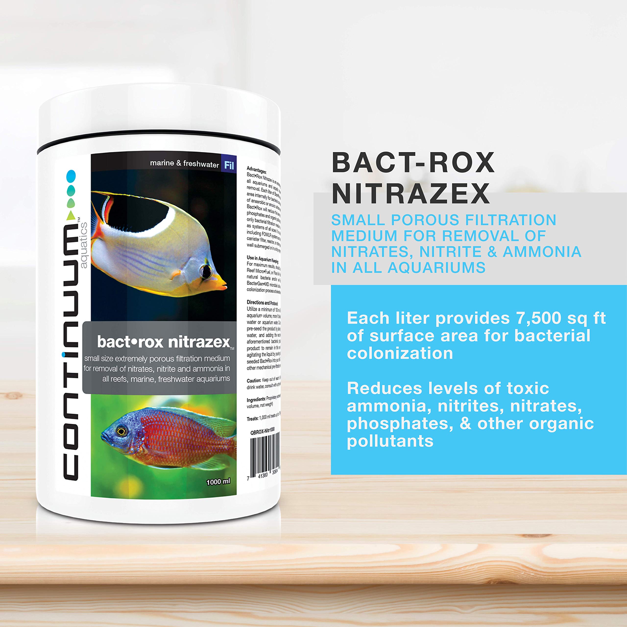 Bact Rox Nitrazex de Continuum Aquatics, remoción de nitratos y nitritos para acuarios marinos.