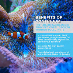 Continuum Aquatics Reef Basis Kalkwasser, dosificación en agua para mantenimiento suave del calcio.