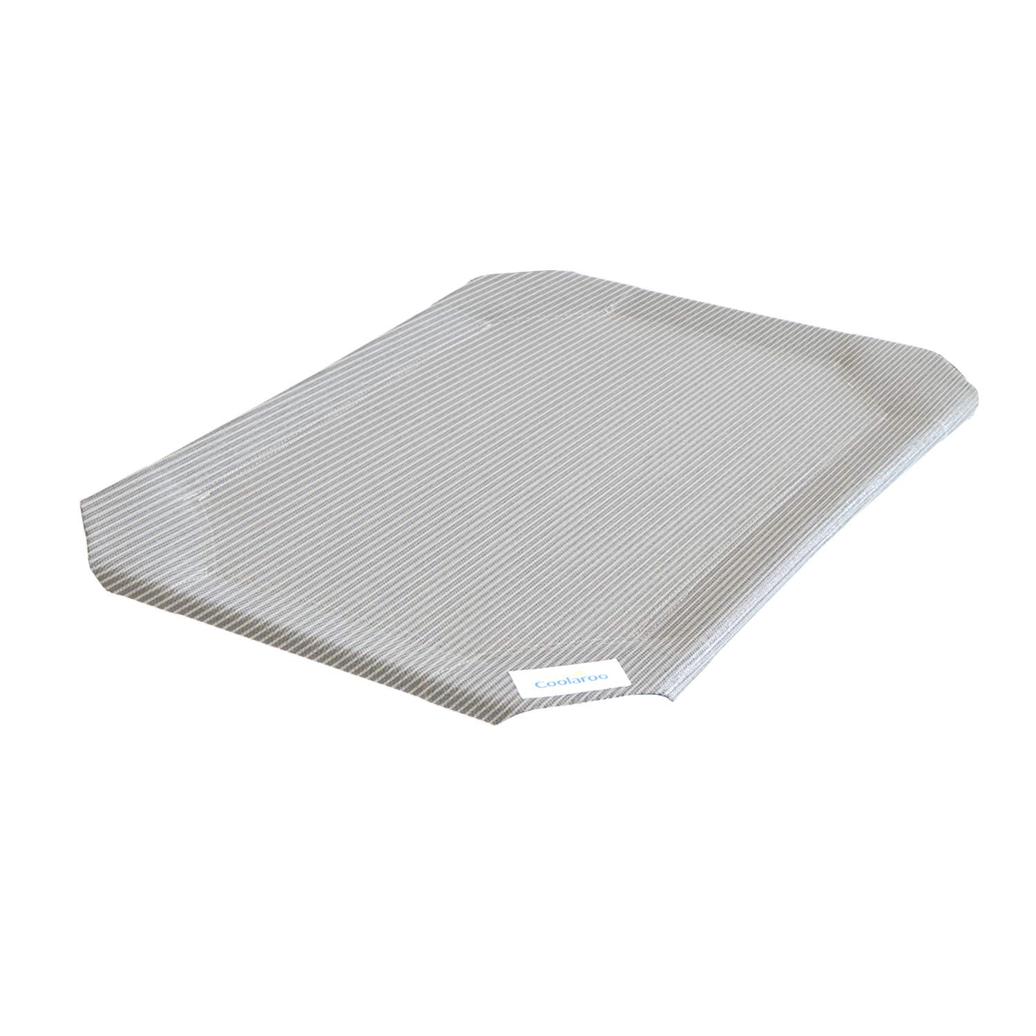 Funda original Coolaroo para cama de mascota gris grande, vista frontal, ofrece agradable frescura.