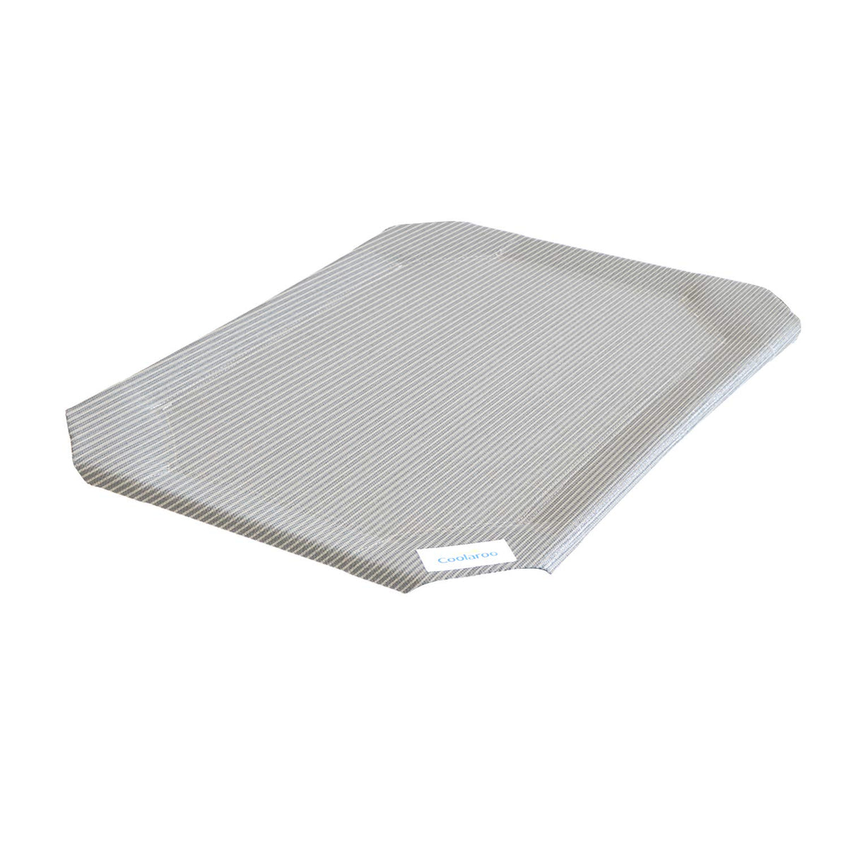 Funda original Coolaroo para cama de mascota gris grande, vista frontal, ofrece agradable frescura.