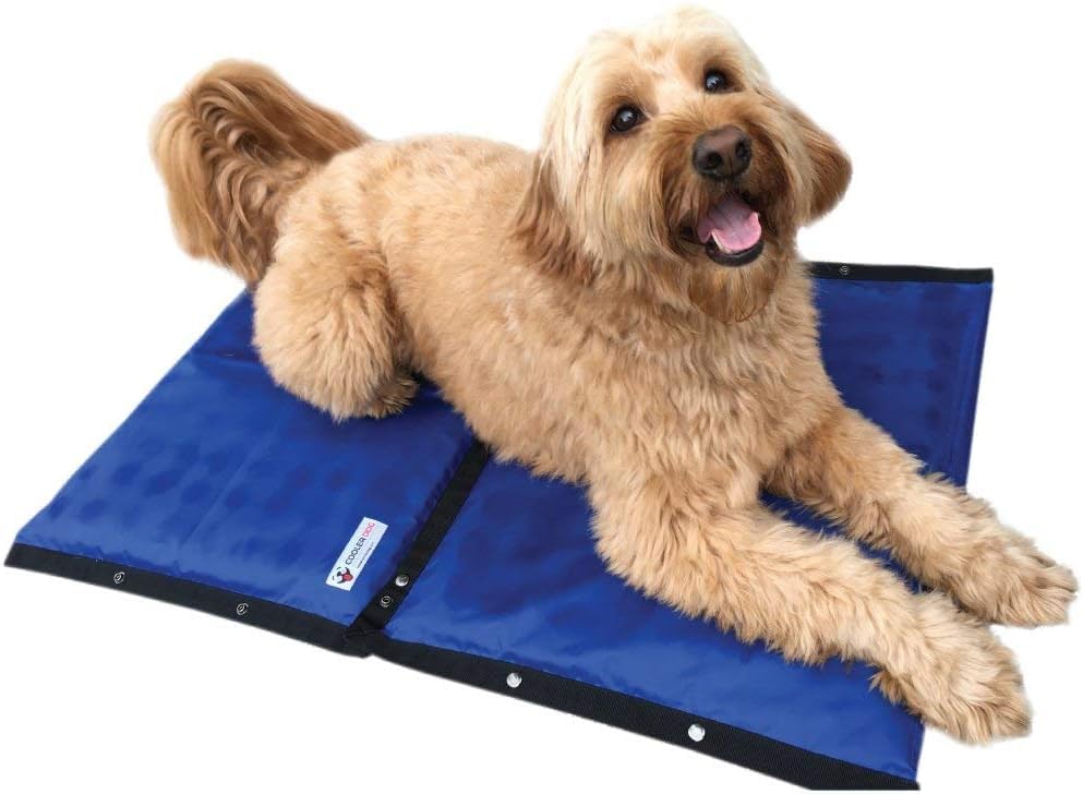 CoolerDog tapete enfriante hidro, cobertura doble para perros grandes en días cálidos.
