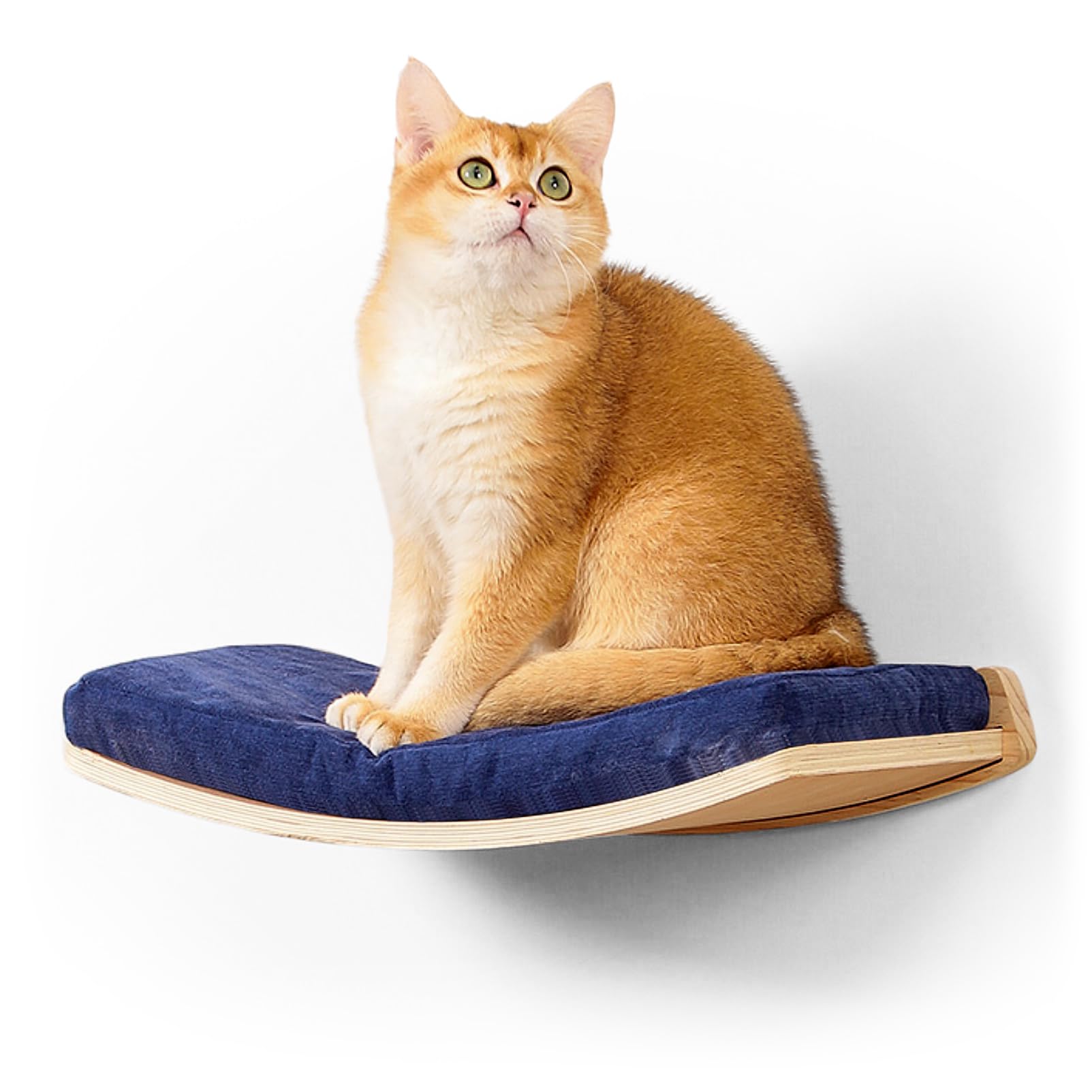 COOLEX estante-curvo para gatos montado en pared, ideal para observar desde la altura.