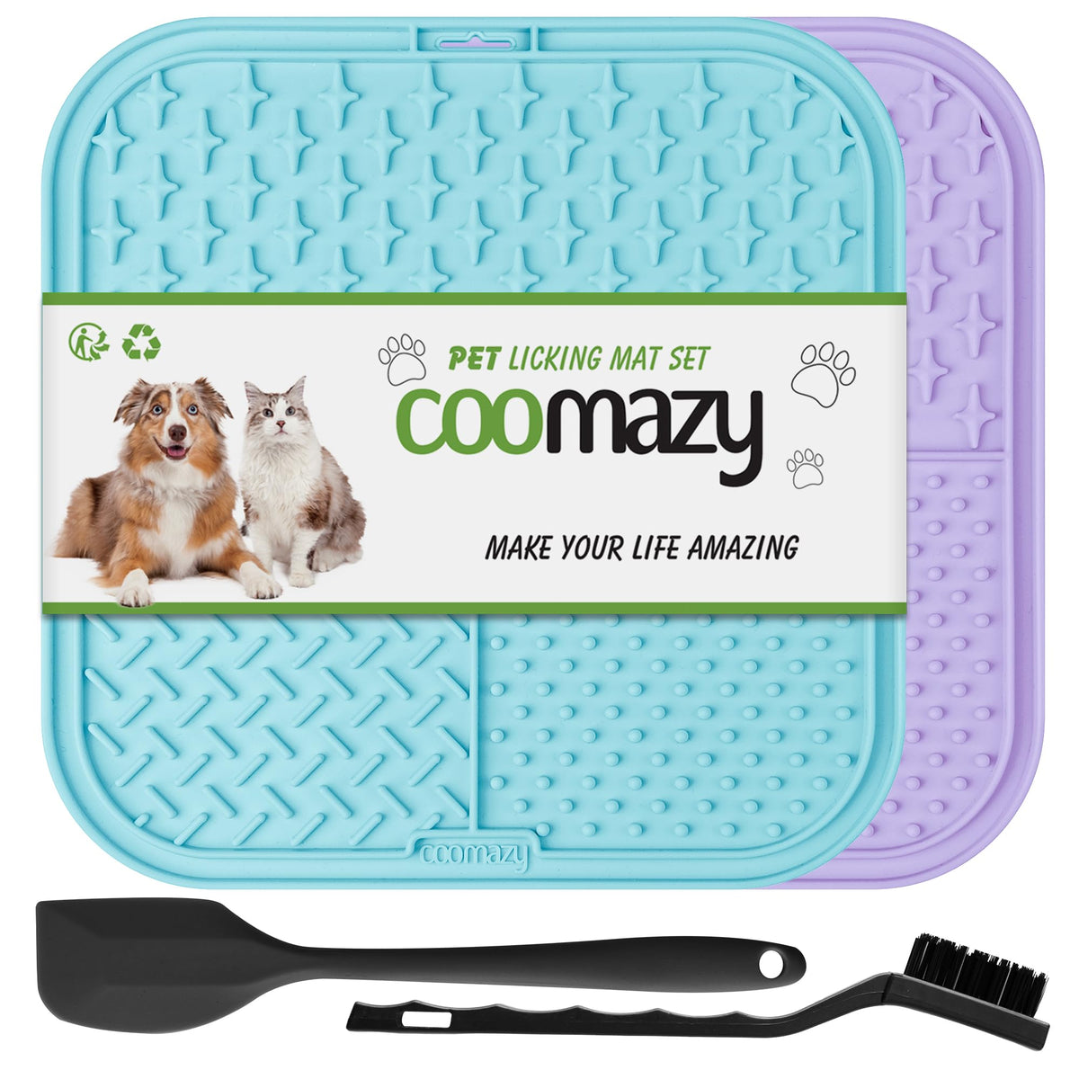 Coomazy Lick Mat con succión fuerte para superficies lisas, ideal para perros y gatos.